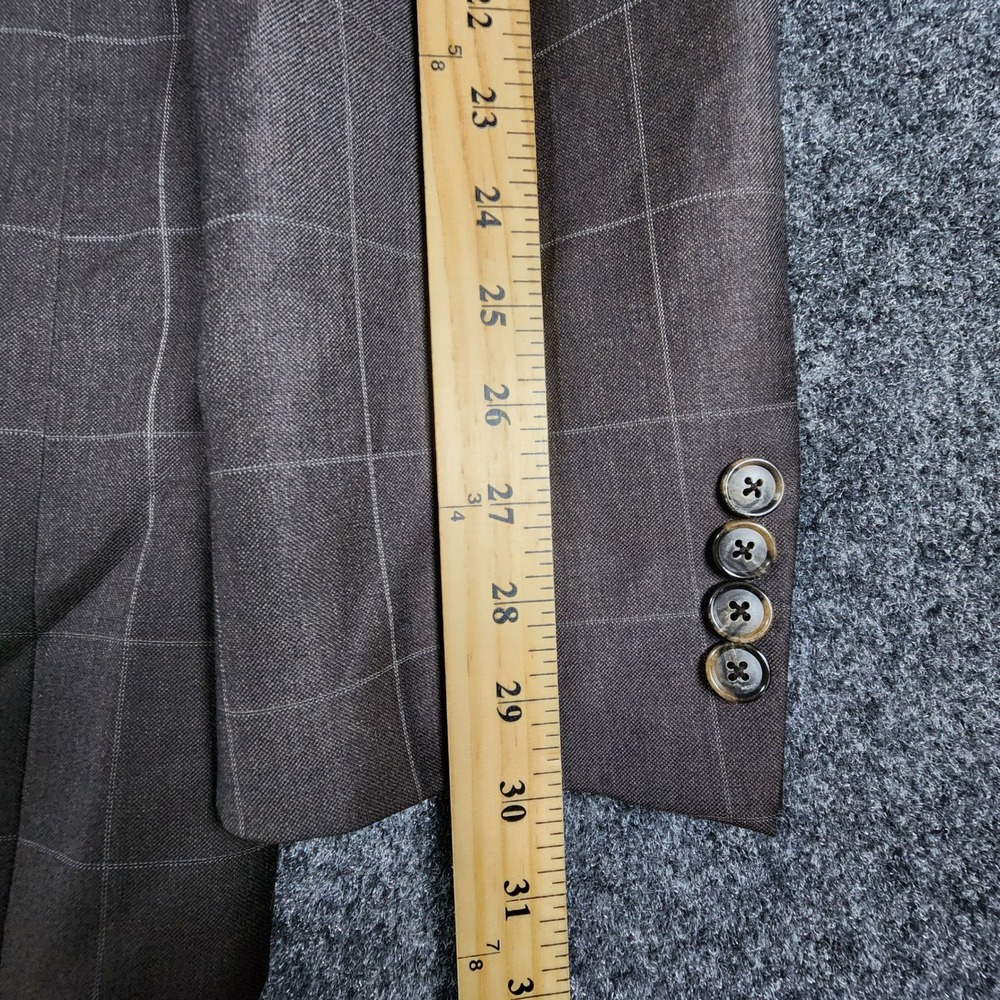 Scabal Bespoke 2 Pc Suit Mens 43XL Pants35x37 Brown Windowpane Super 100s Wool - Picture 13 of 16